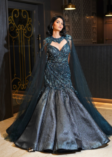 TEAL BLUE FISHCUT BRIDAL GOWN
