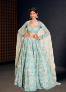 Sea  blue bridal lehenga set