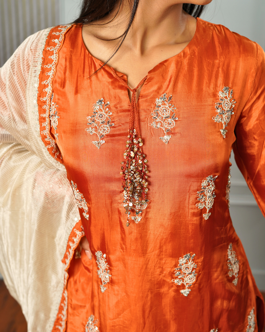 RUST ORANGE SHARARA SET
