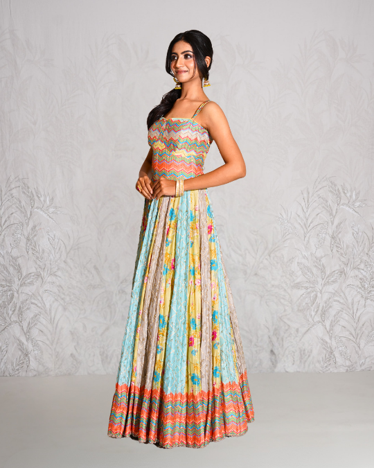Multicolour corset gown