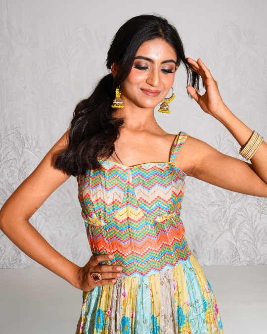 Multicolour corset gown