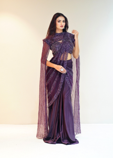 Wine Drape Saree