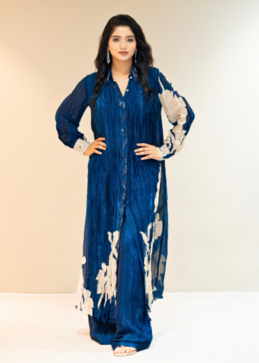 Indigo Blue floral tunic Set