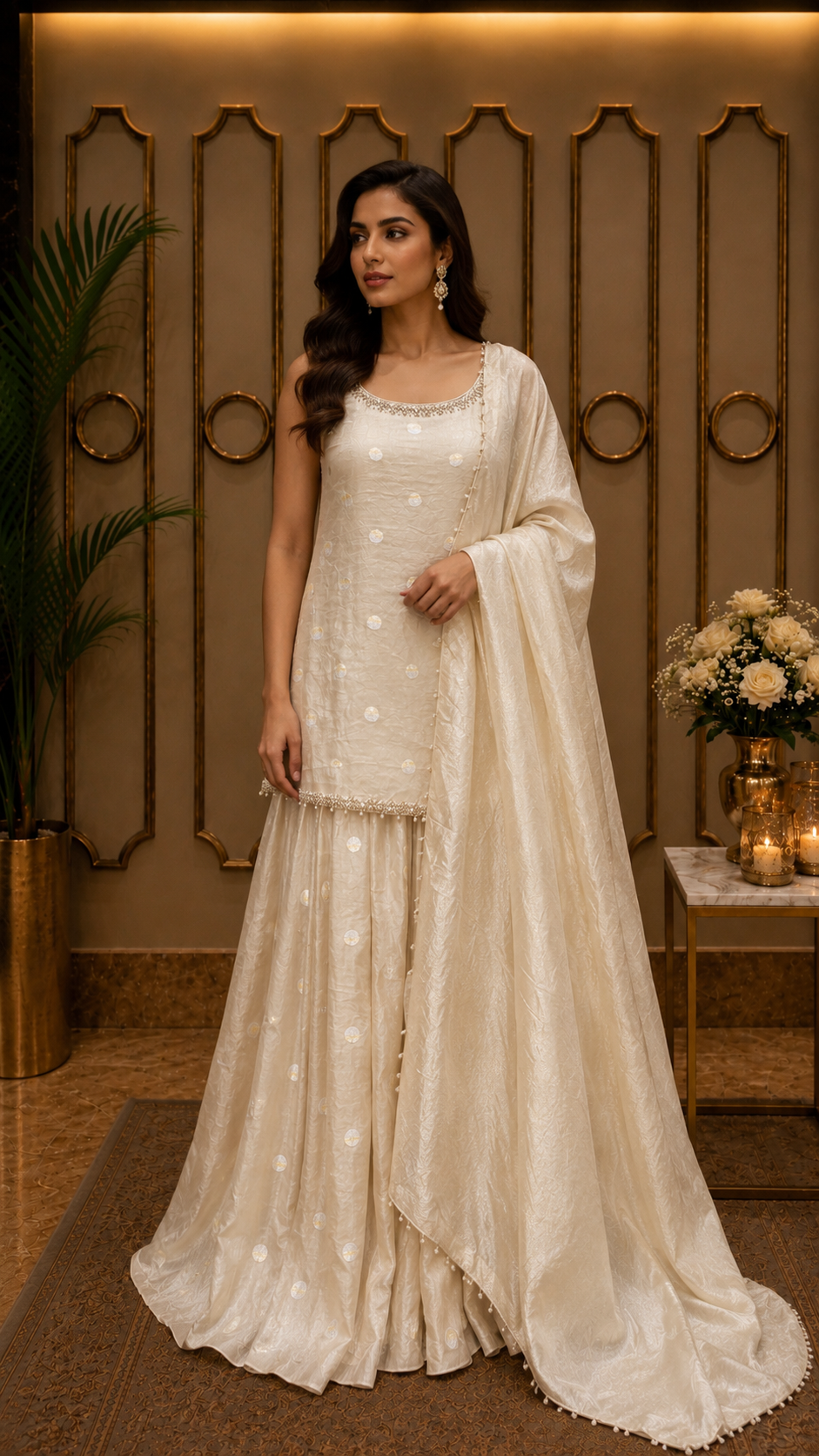 Ivory Pearl Luxe Kurta Sharara Set