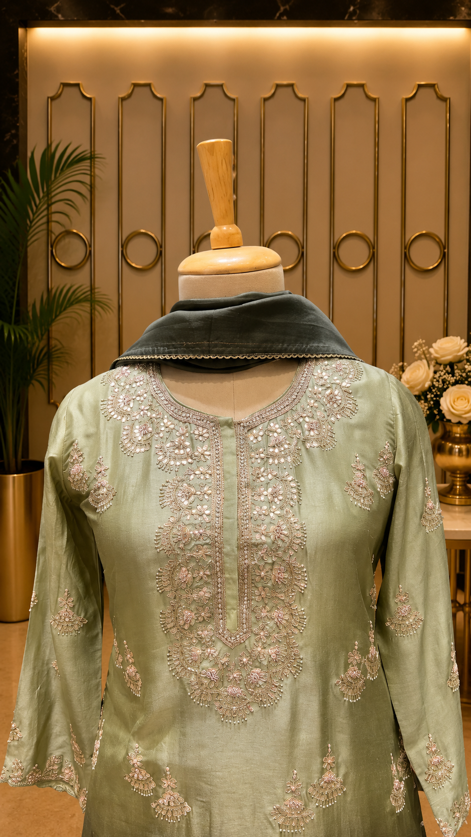Straight Kurta Set with Skirt & Dupatta