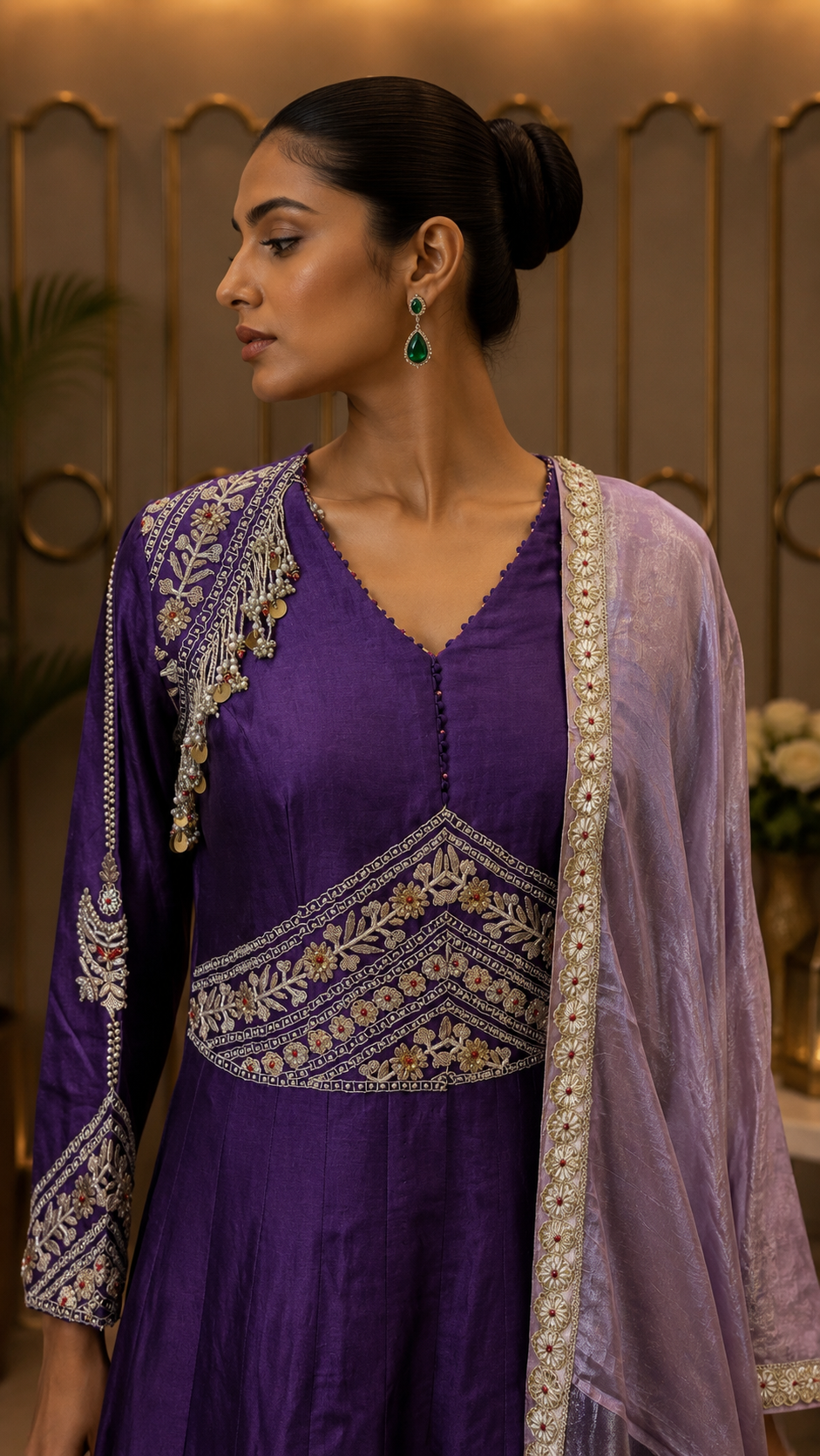 Amethyst Grace Embroidered Anarkali Set