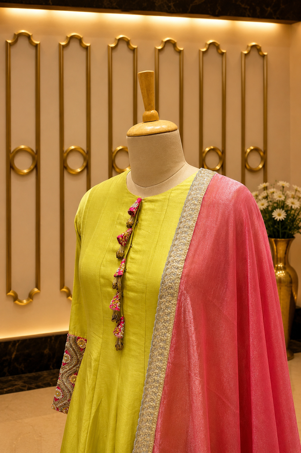 Lime Blossom Anarkali Set