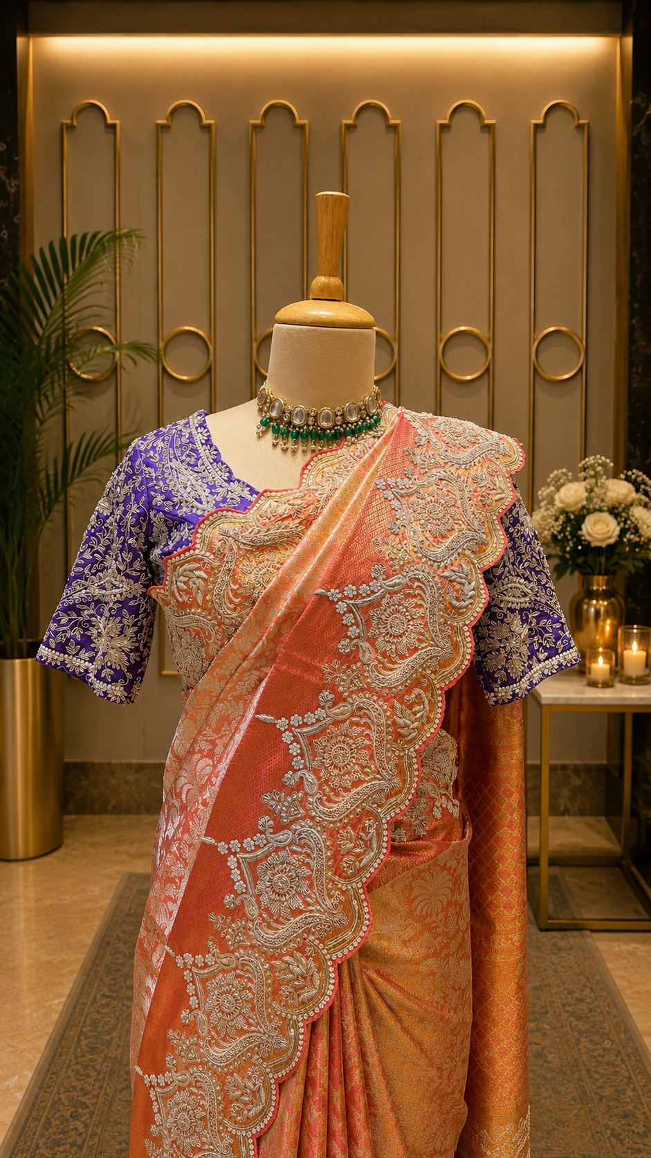 Peach Blossom Heritage Tissue Kanjeevaram Saree