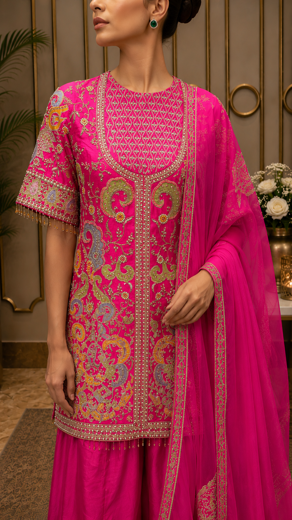 Rani Noor Embroidered Kurta Sharara Set