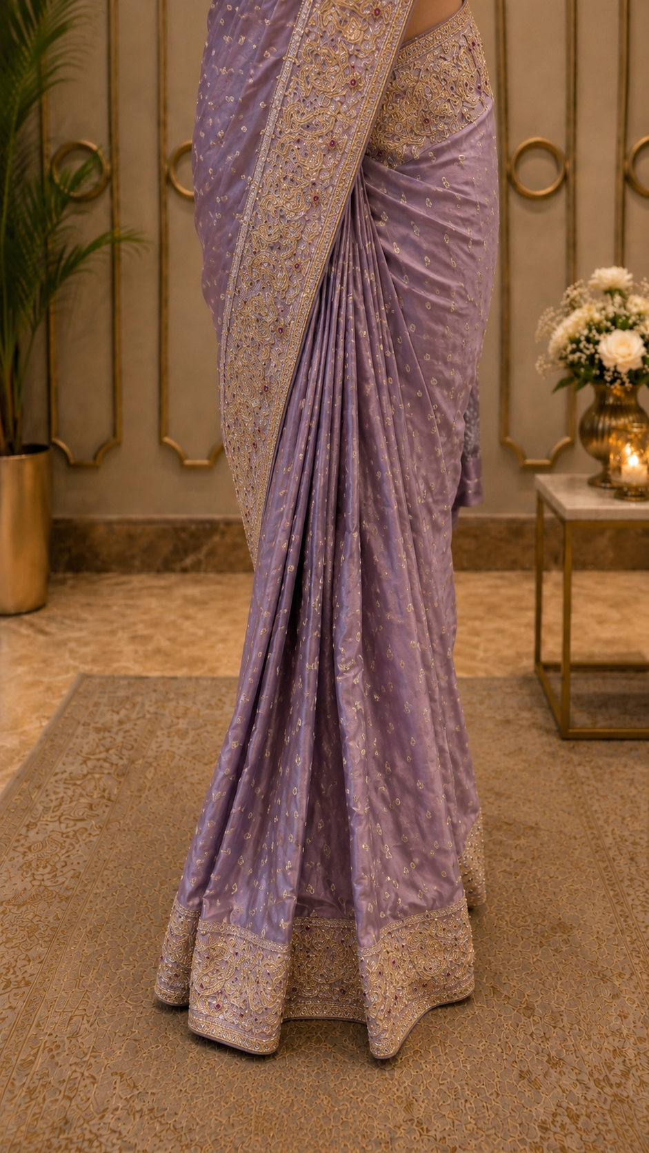 Lavender Banarasi silk Saree