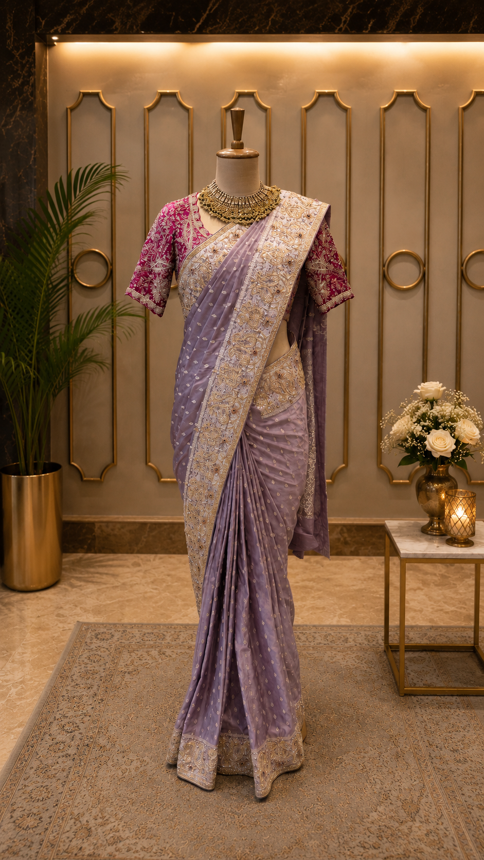 Lavender Banarasi silk Saree