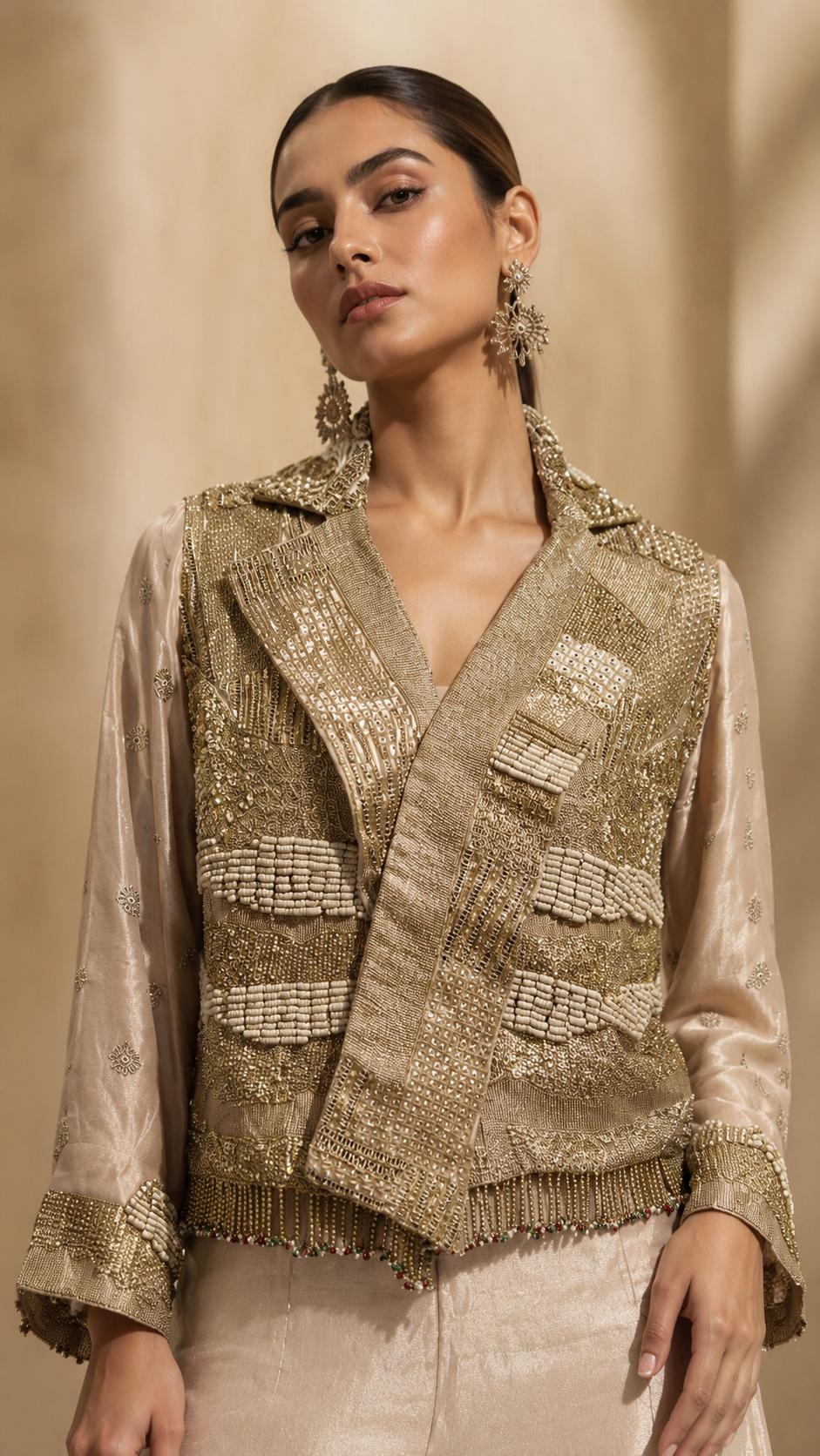 Ivory Regal Embellished Jacket Co-ord Set