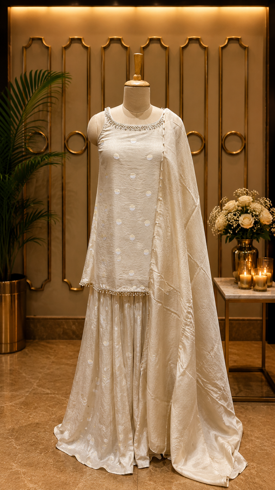 Ivory Pearl Luxe Kurta Sharara Set