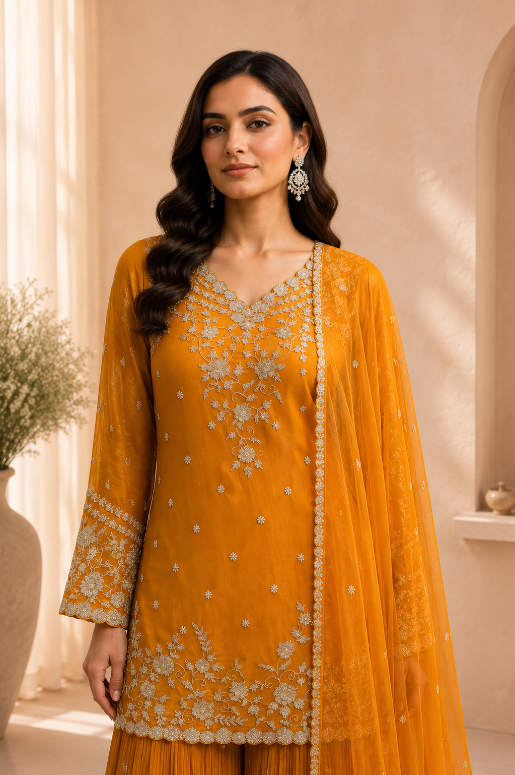 Marigold Embroidered Sharara Set