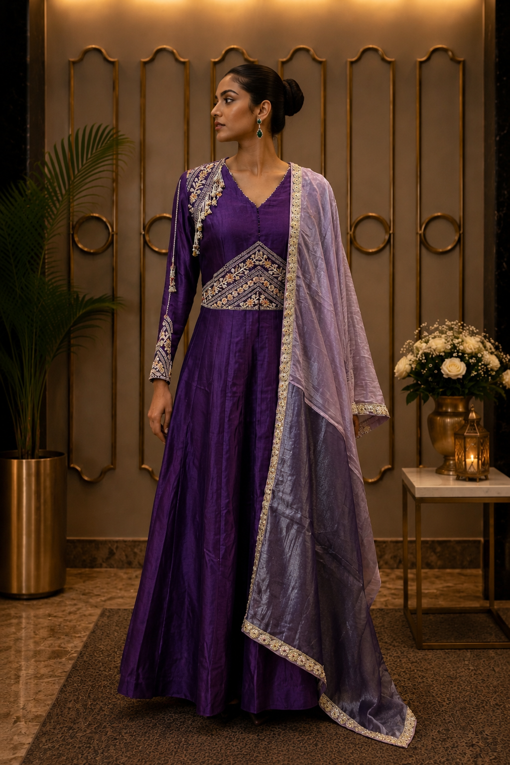 Amethyst Grace Embroidered Anarkali Set