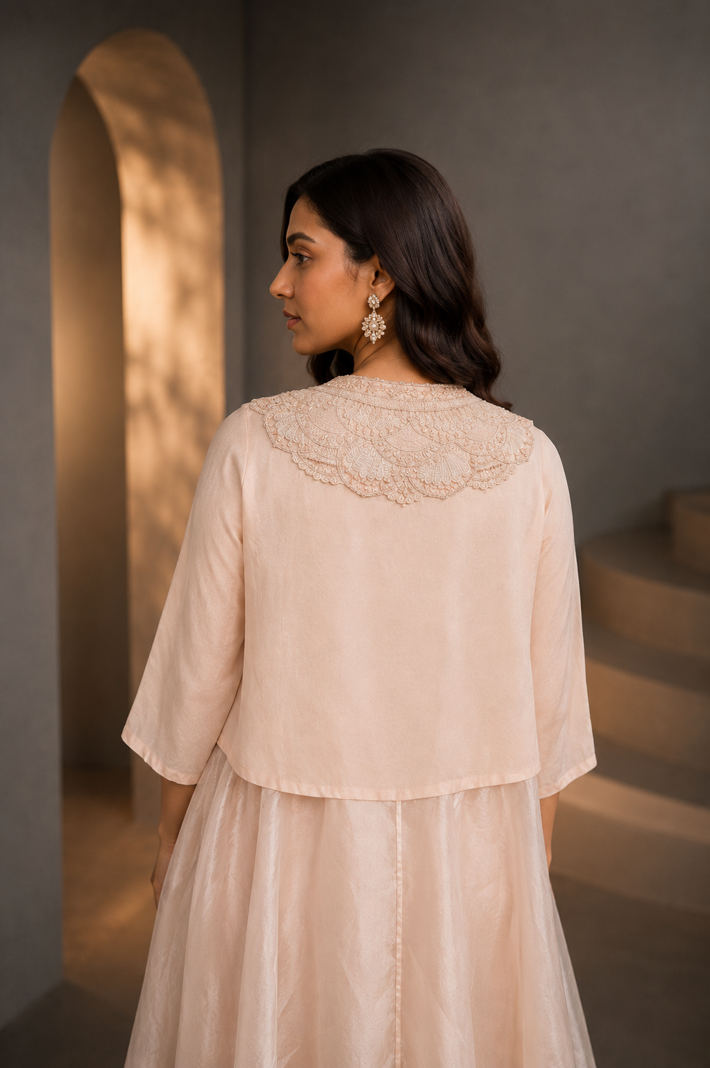 Blush peach Cascade Drape Co-ord Set
