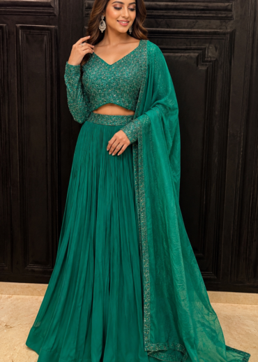 Emerald Elegance Embellished Lehenga Set