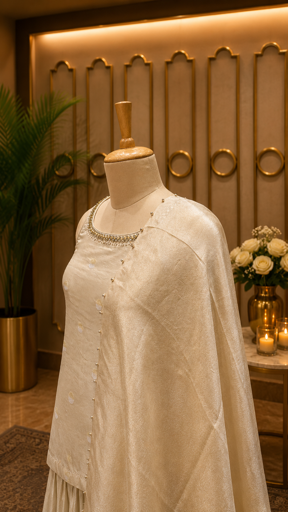 Ivory Pearl Luxe Kurta Sharara Set