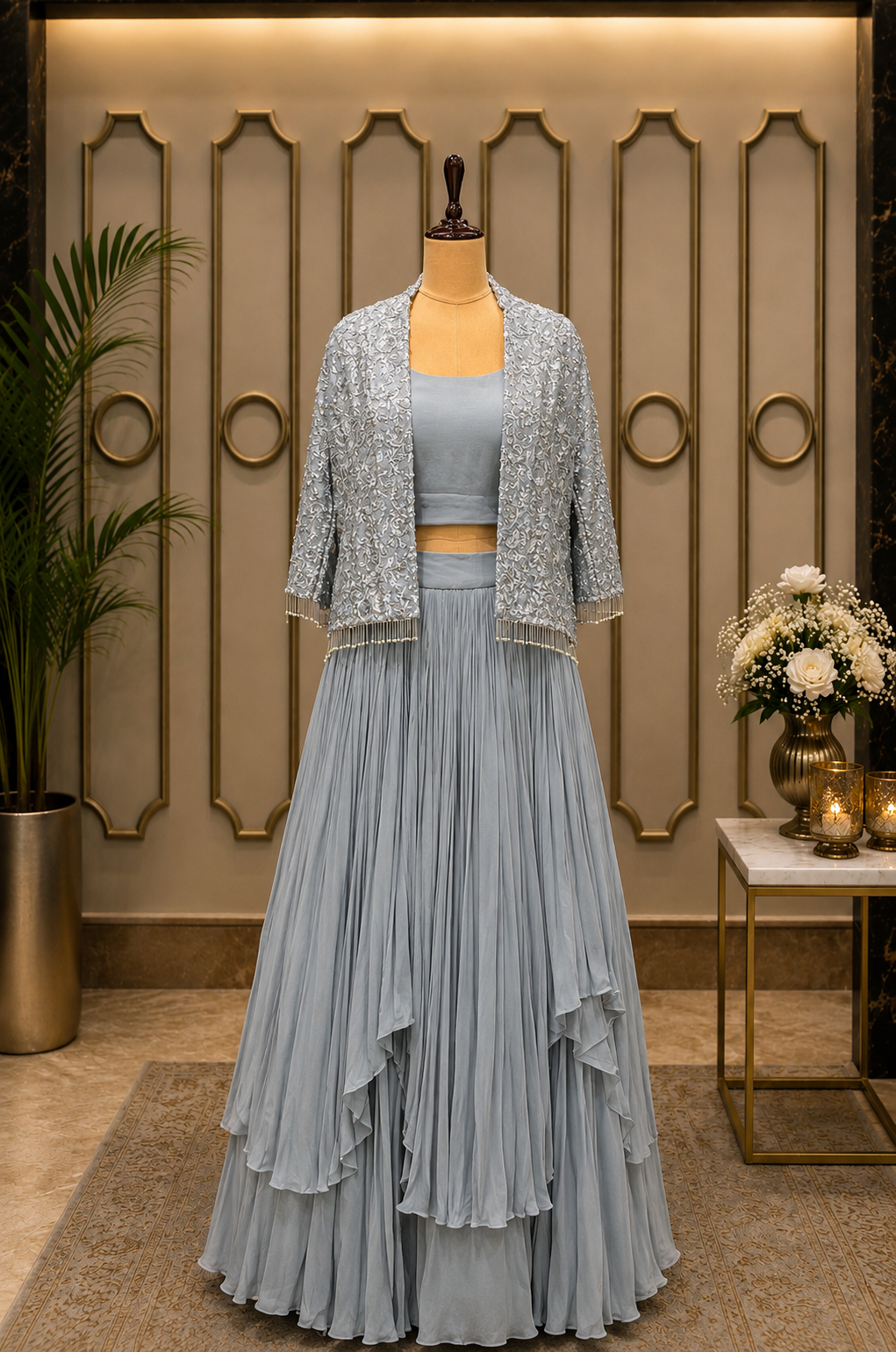 Celeste Frost Jacket Lehenga