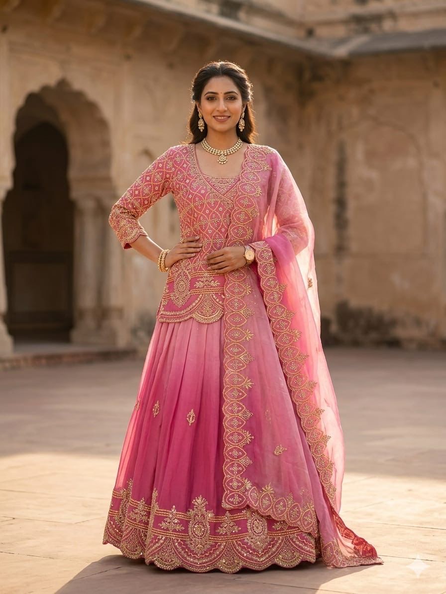 Pink Ombre Lehenga Set