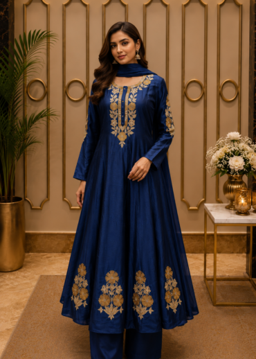 Anarkali Set with Straight Pants & Dupatta