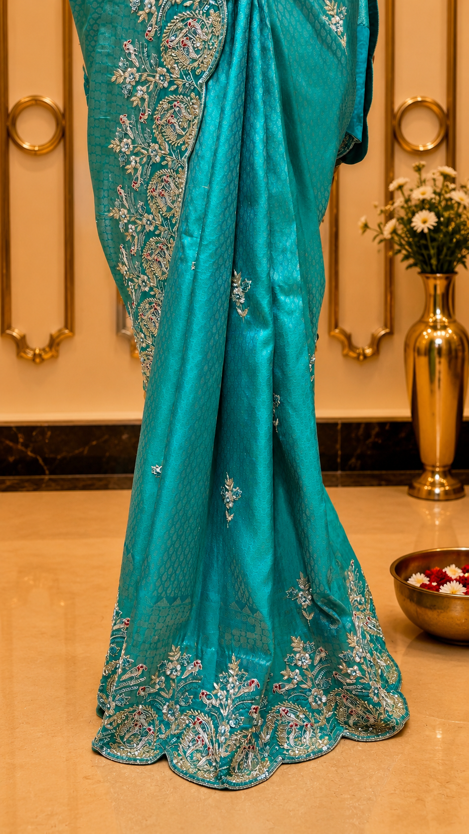 Turquoise Royale Tissue Kanjeevaram Saree