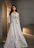 Baby pink Garden Embroidered Gown Jacket set