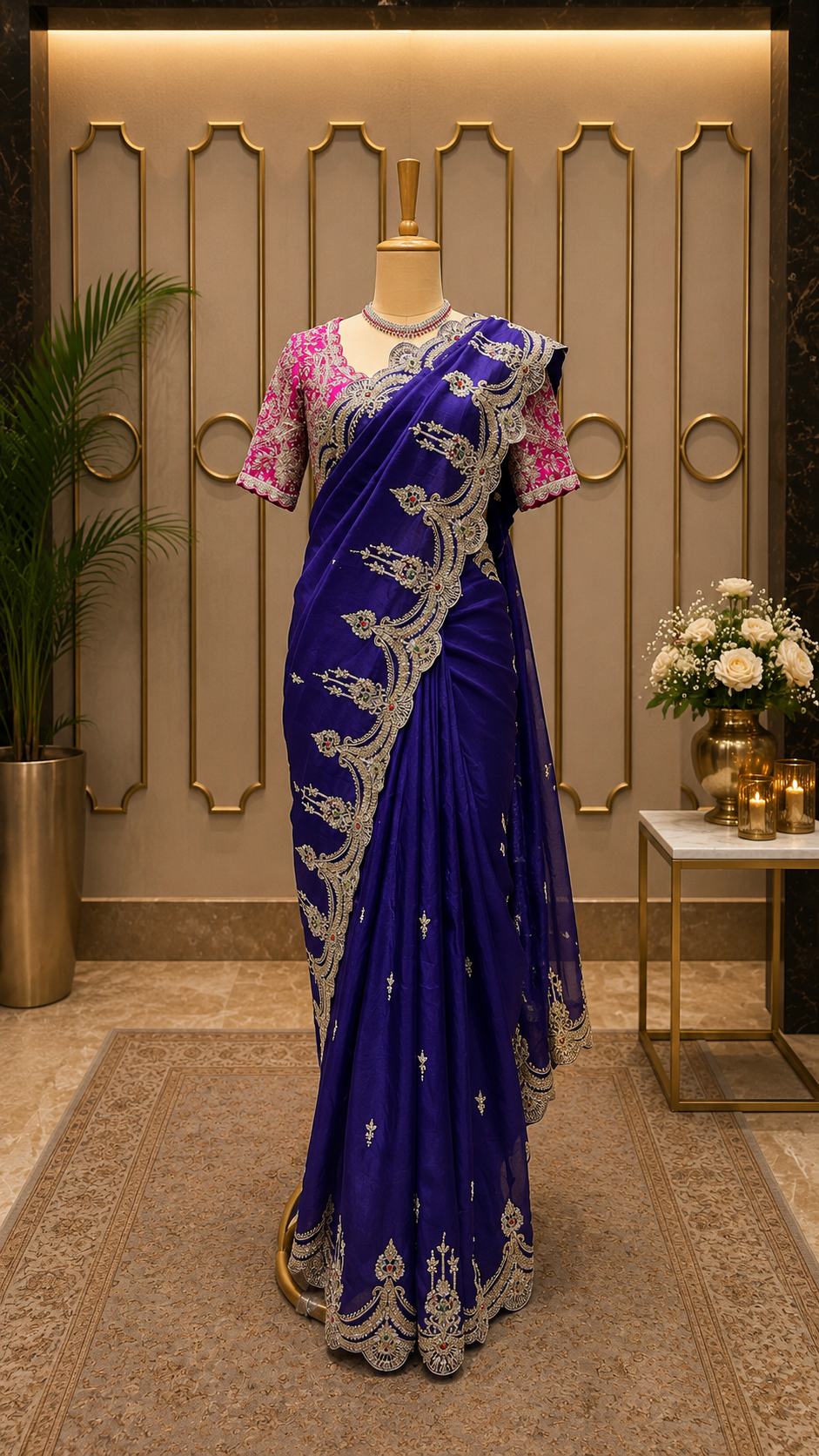 Royal Sapphire Embroidered Saree