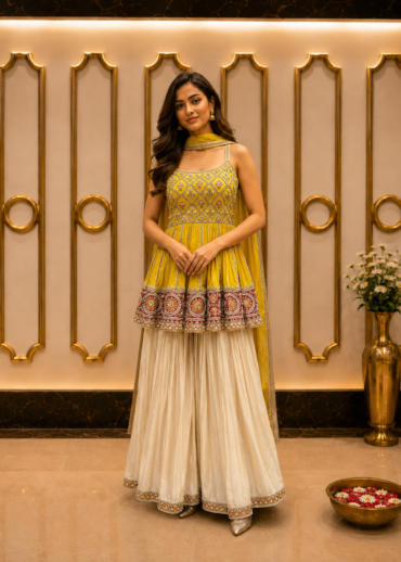 Sunlit Heritage Peplum Sharara Set