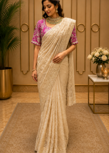 Ivory Noor Heritage Saree