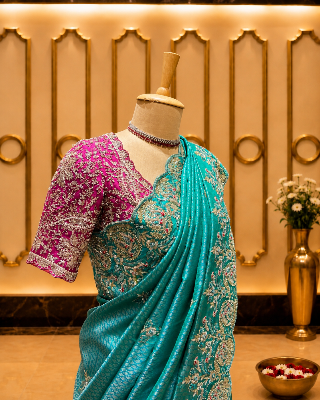 Turquoise Royale Tissue Kanjeevaram Saree