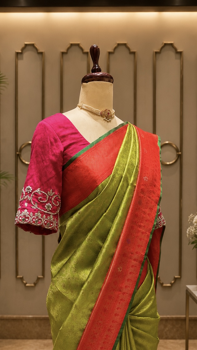 Parrot Green Paithani Silk Saree
