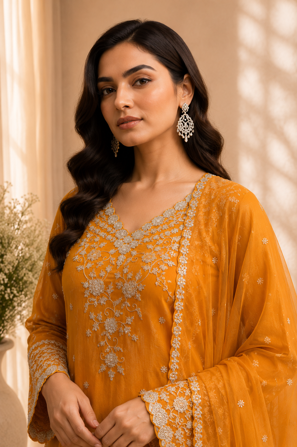 Marigold Embroidered Sharara Set
