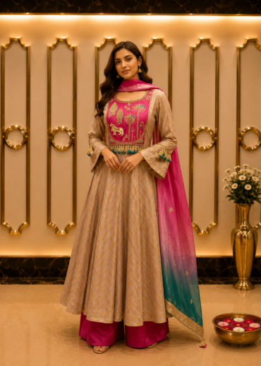 Blush Gold Anarkali Set