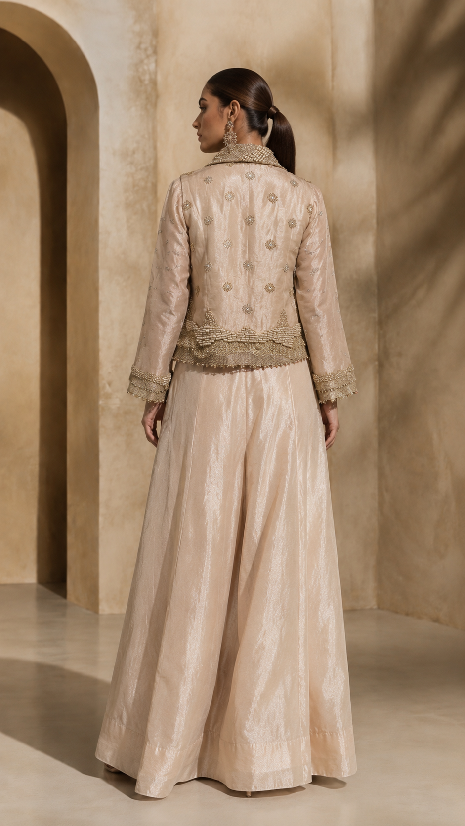 Ivory Regal Embellished Jacket Co-ord Set