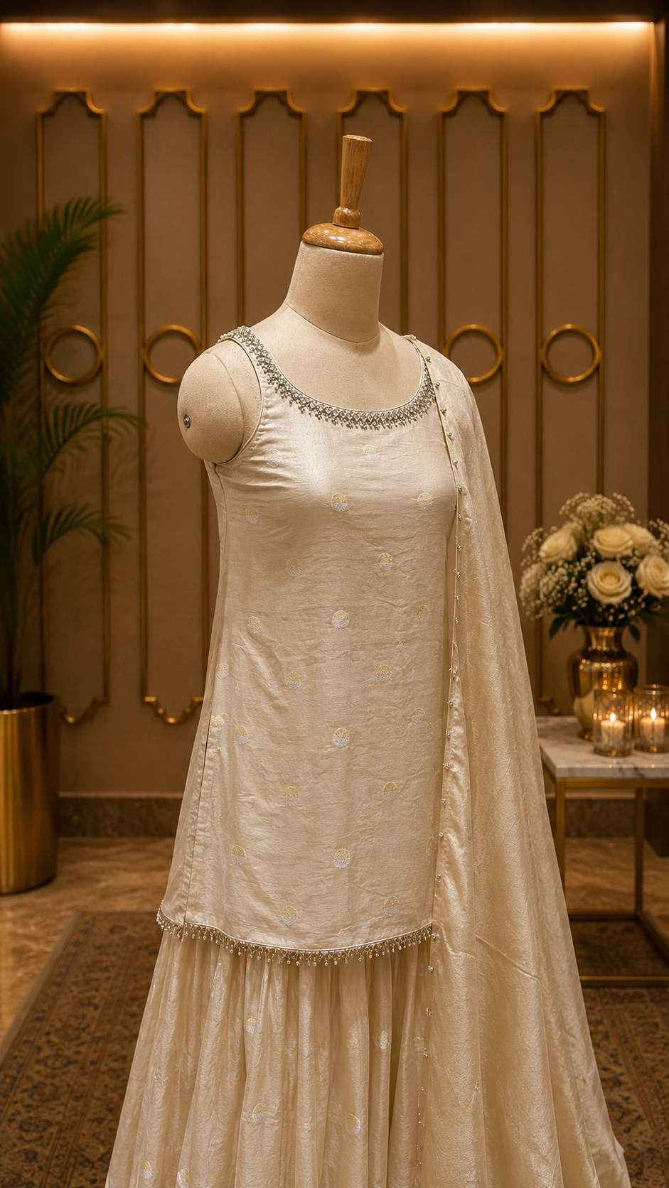 Ivory Pearl Luxe Kurta Sharara Set