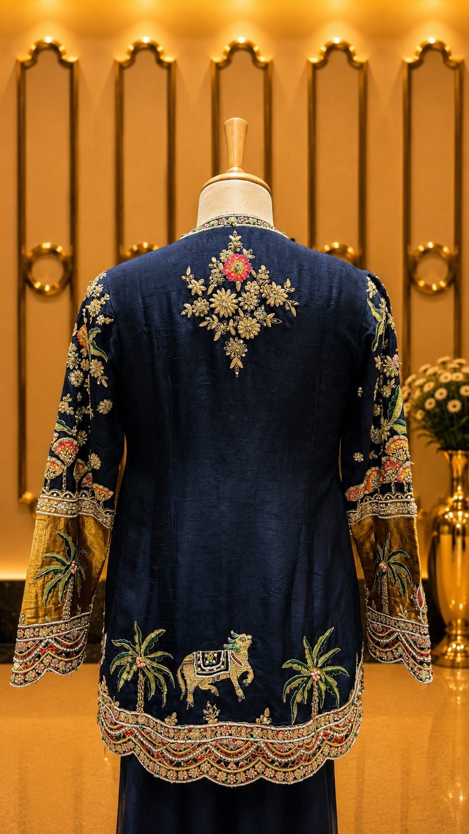 Navy Blue Embroidered Kurta Set