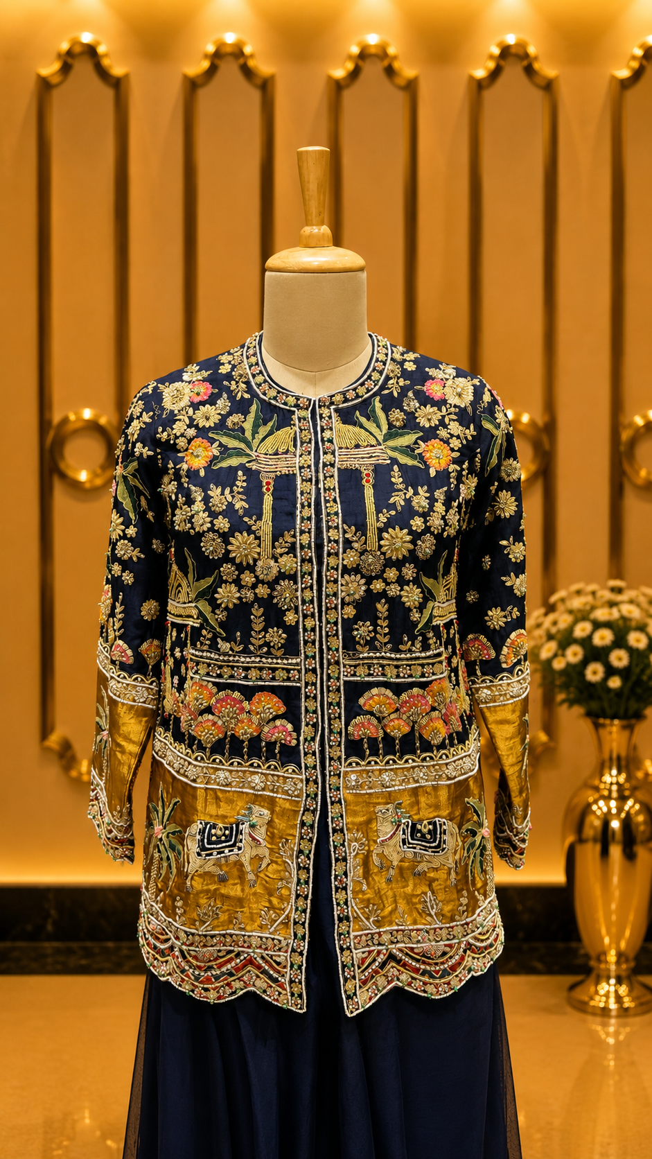 Navy Blue Embroidered Kurta Set