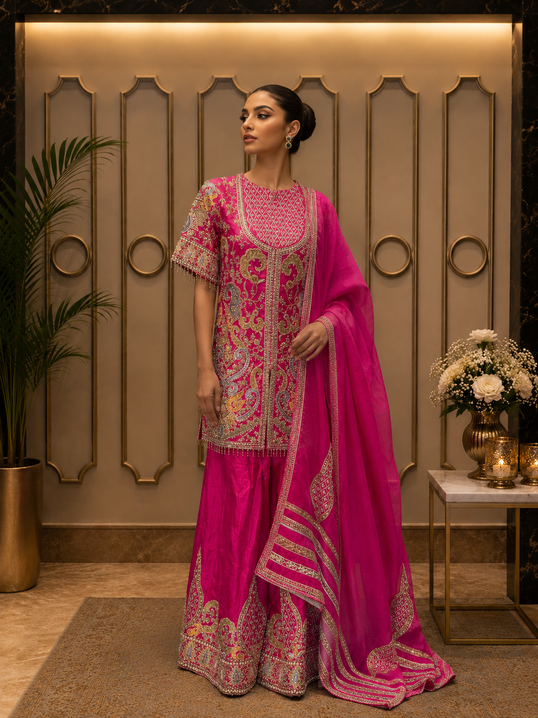 Rani Noor Embroidered Kurta Sharara Set