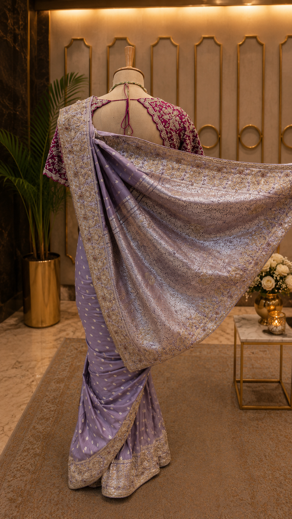 Lavender Banarasi silk Saree