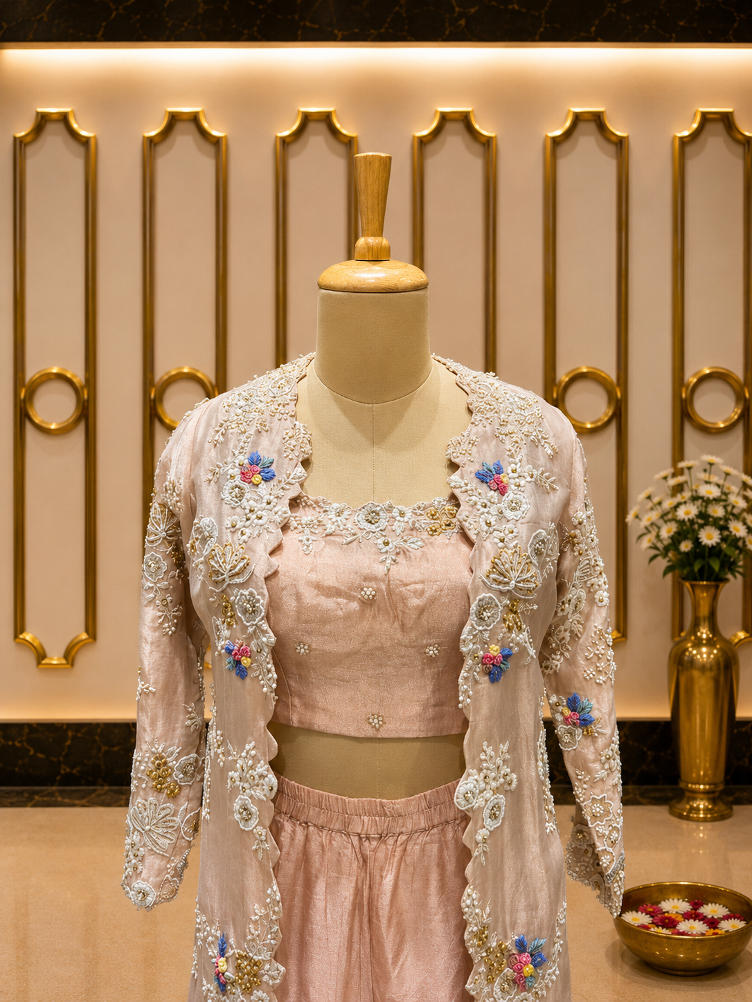 Blush Pink Embroidered Jacket Co-ord Set