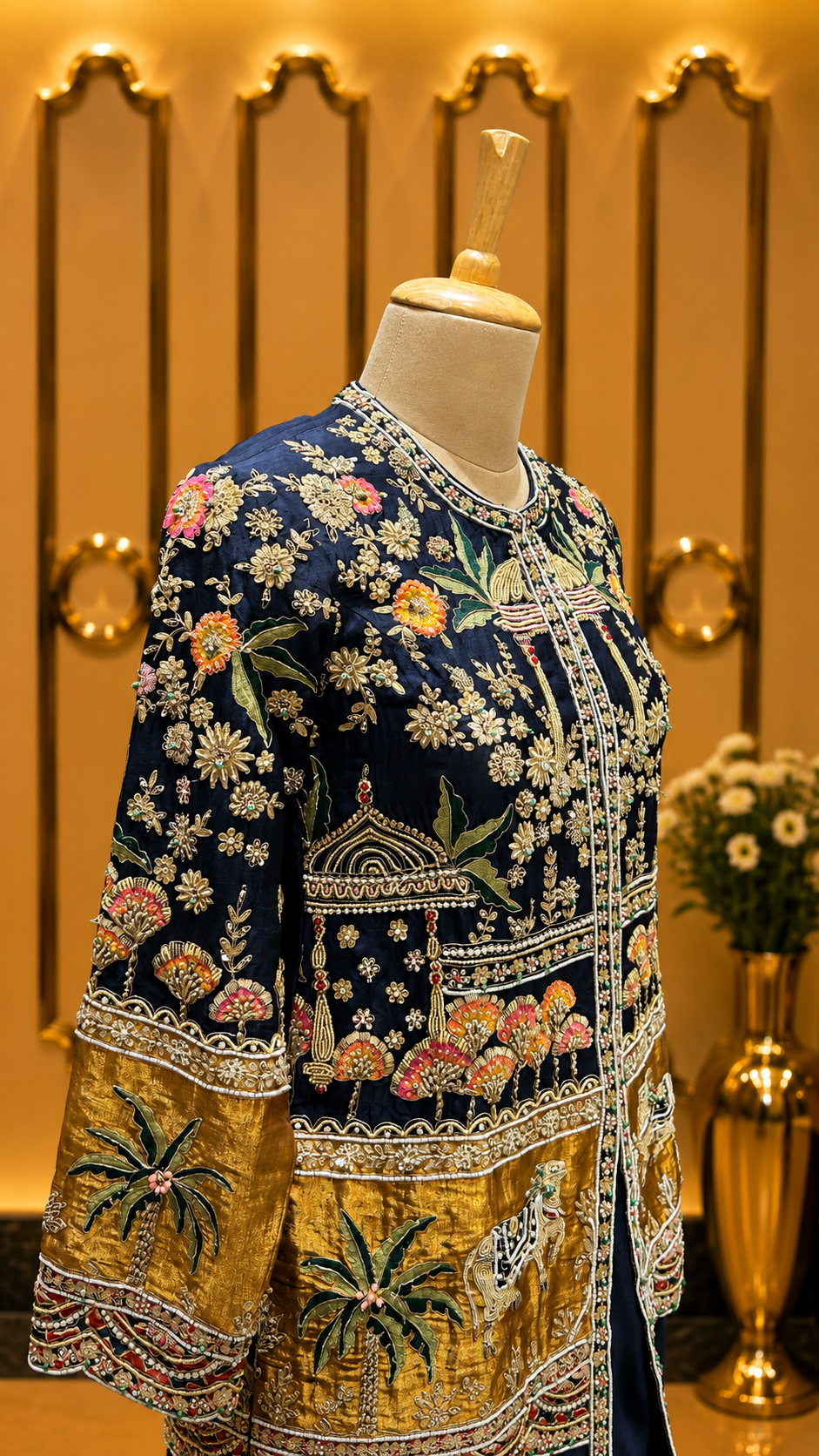 Navy Blue Embroidered Kurta Set