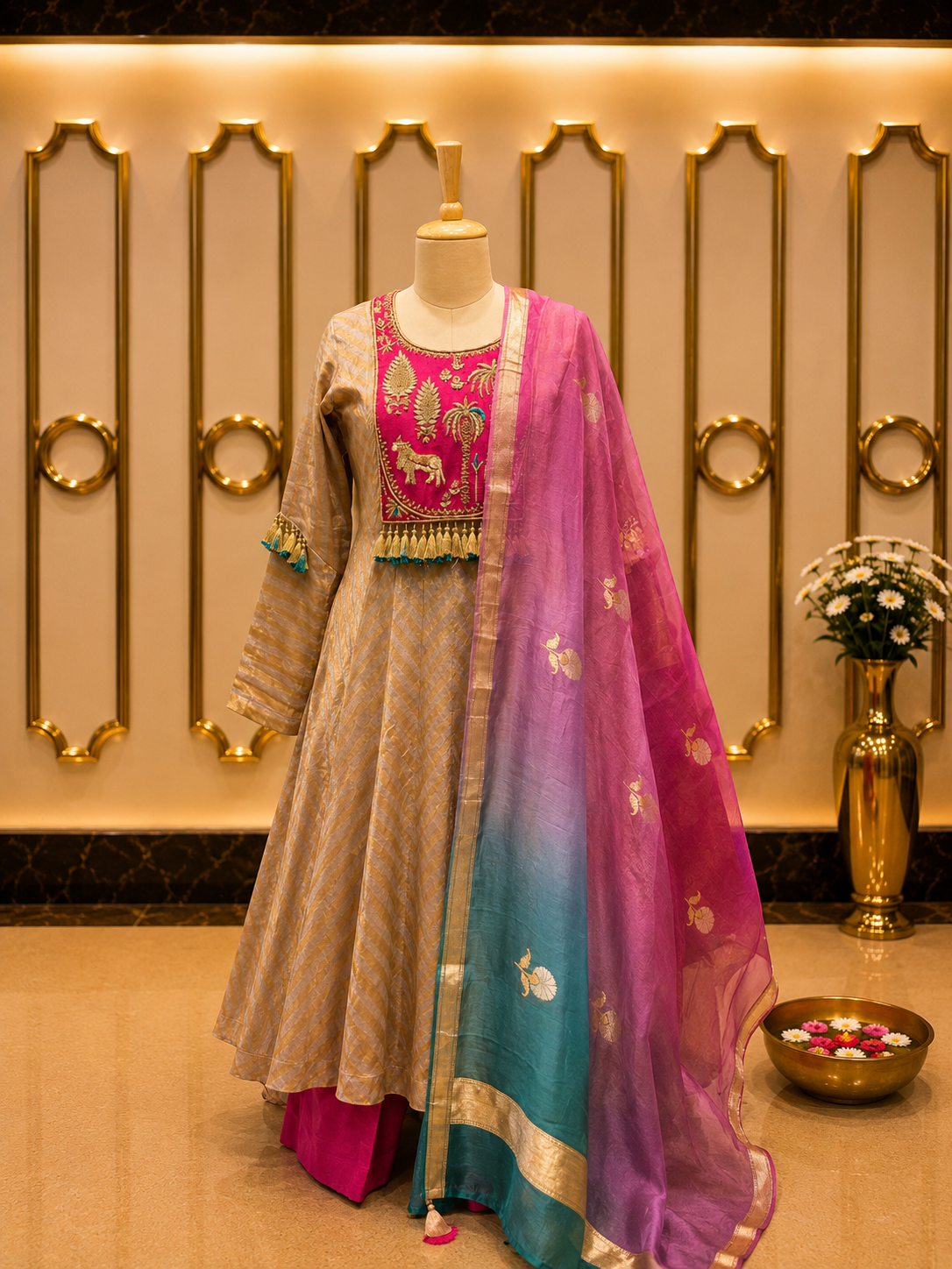 Blush Gold Anarkali Set