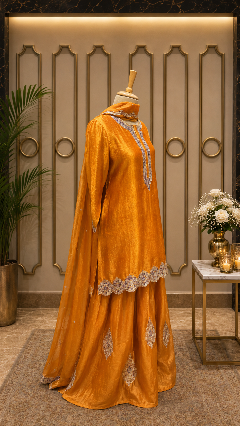 Saffron Radiance Sharara Set