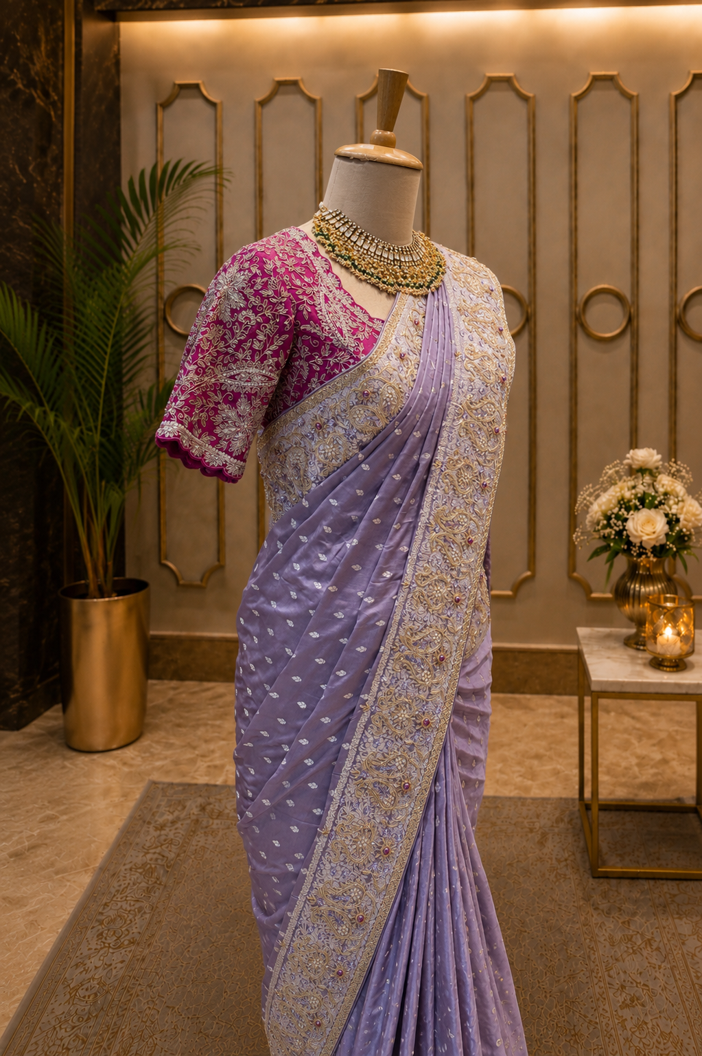 Lavender Banarasi silk Saree