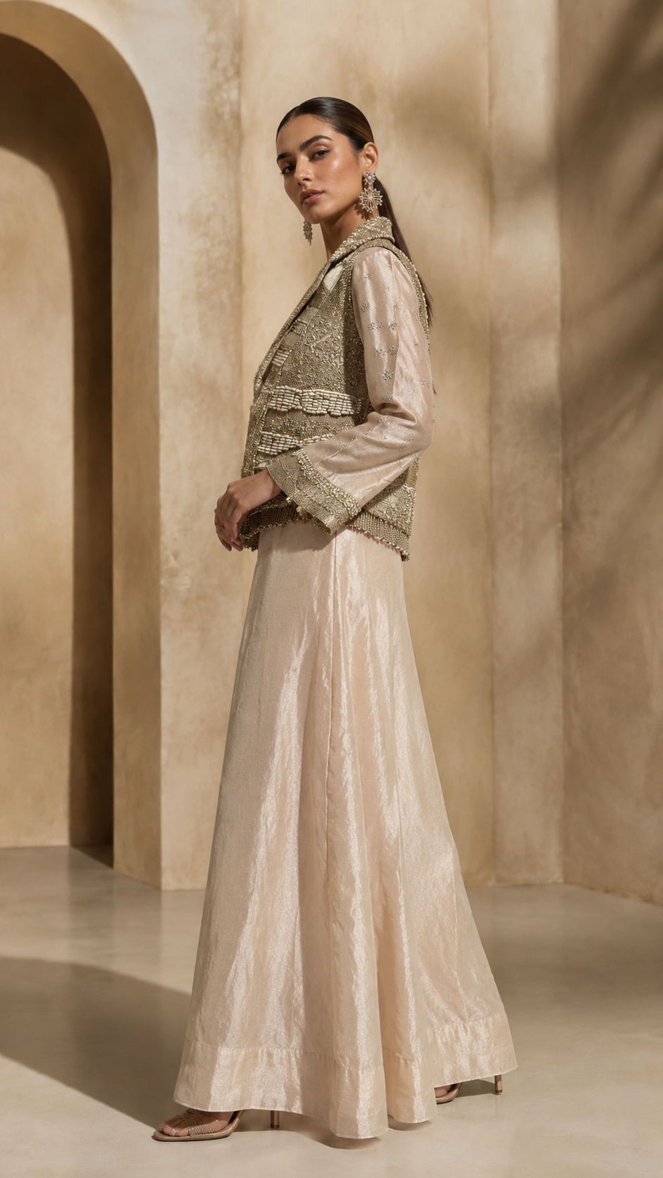 Ivory Regal Embellished Jacket Co-ord Set