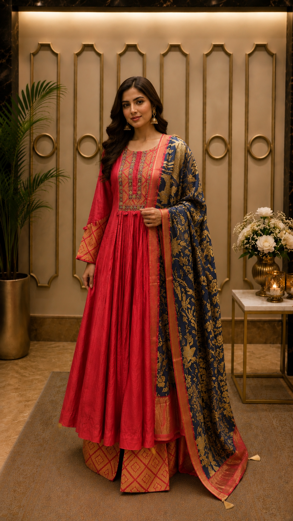Anarkali Suit Set with Banarasi Dupatta