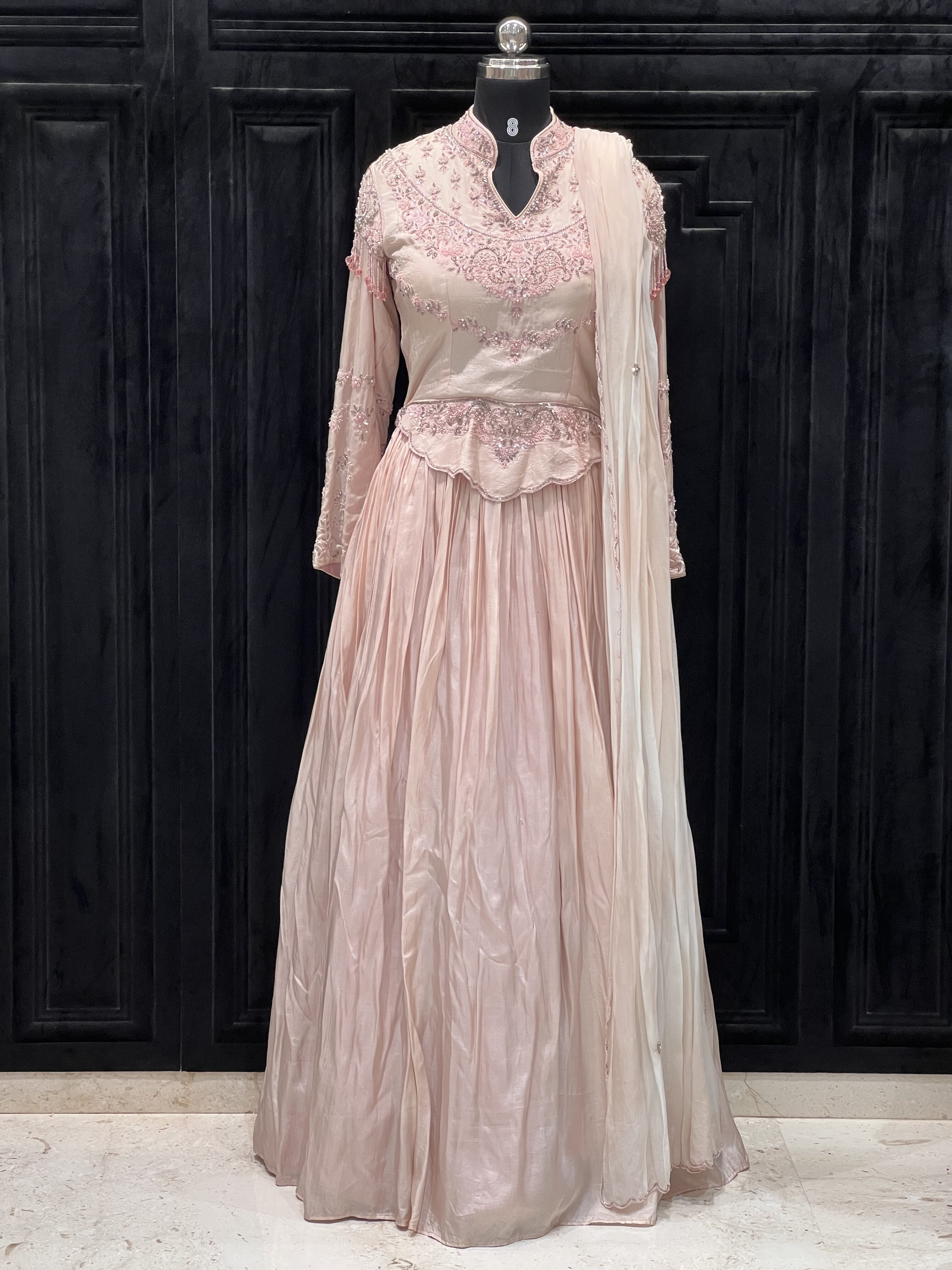 Powder Pink Peplum Skirt Set