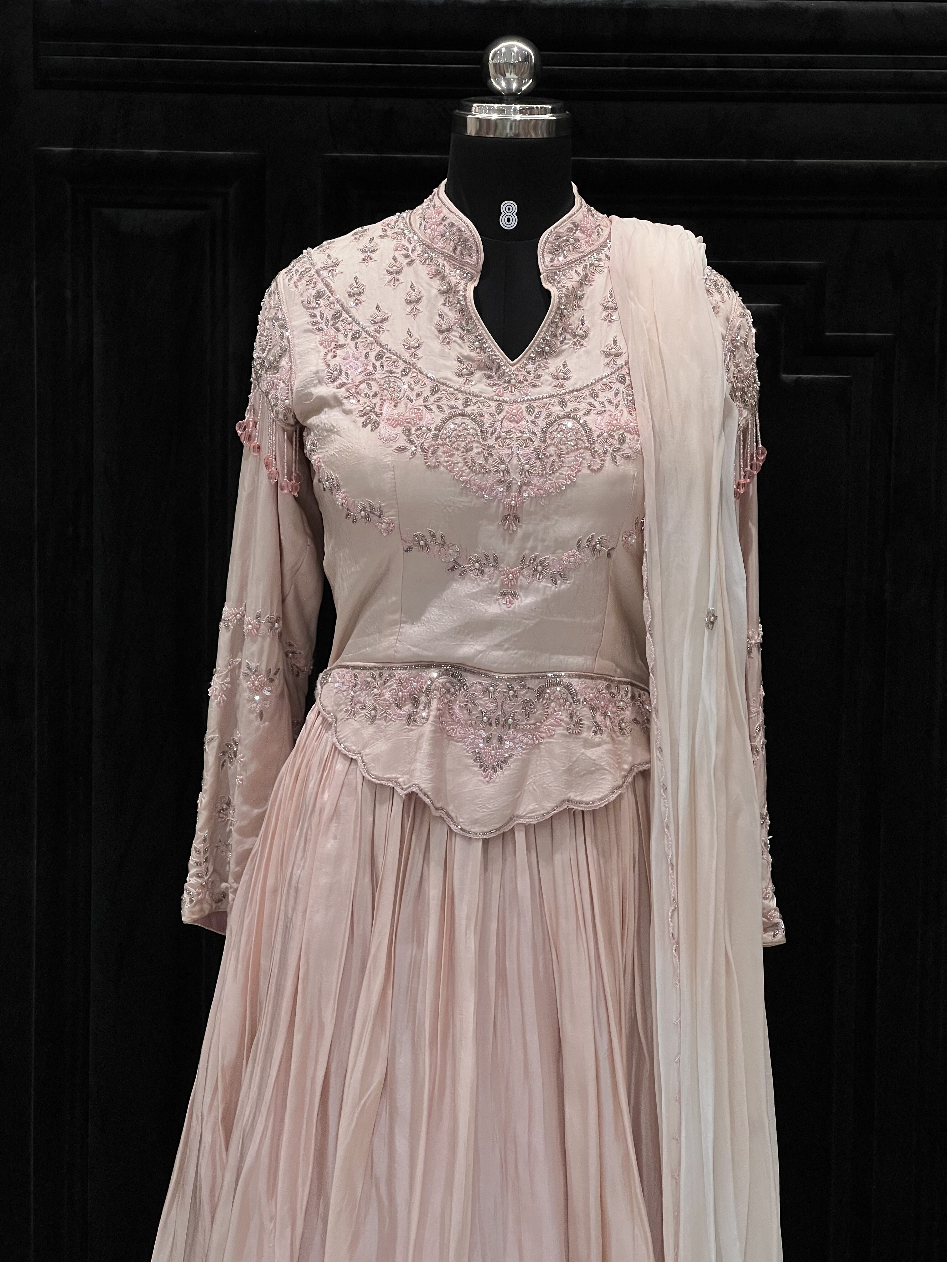 Powder Pink Peplum Skirt Set