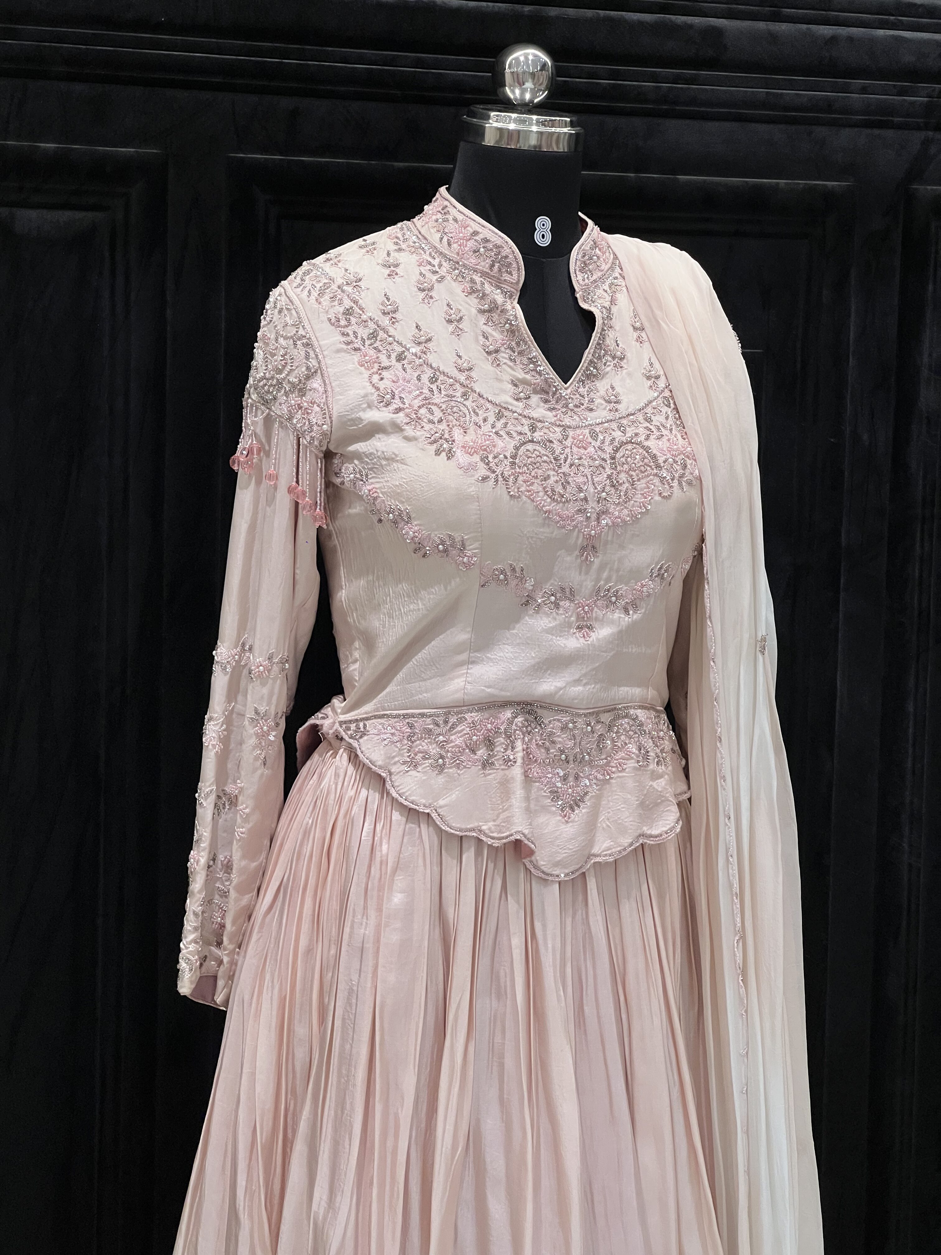 Powder Pink Peplum Skirt Set